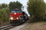 513 leads PESI north through a small tree lined stretch of the tracks